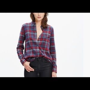 Madewell Flannel Ex Boyfriend Top in Plaid Size M